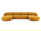 Coltar panoramic 5 locuri, Tulum, Cosmopolitan Design, 330x156x70 cm, catifea, galben