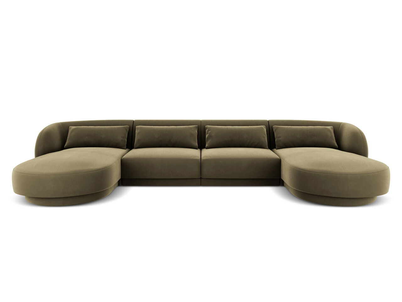 Coltar panoramic 5 locuri, Tulum, Cosmopolitan Design, 330x156x70 cm, catifea, verde
