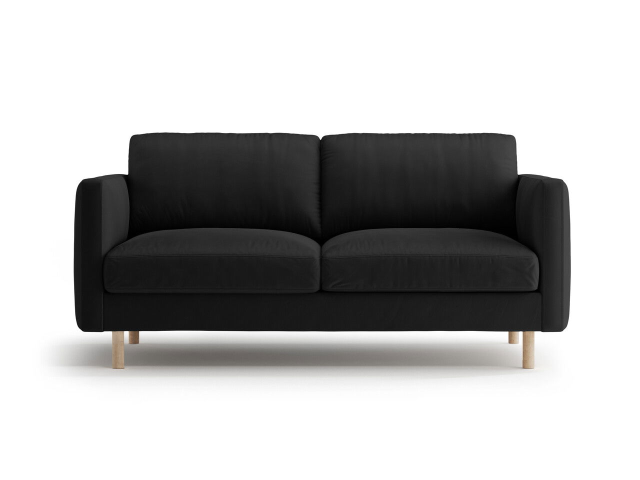Canapea 2 locuri, Eden, Micadoni, 146x92x90 cm, catifea, negru