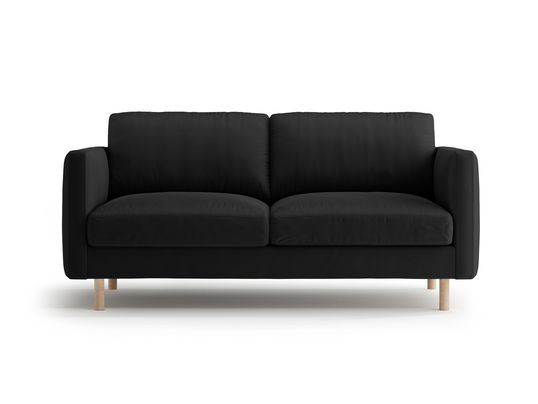 Canapea 2 locuri, Eden, Micadoni, 146x92x90 cm, catifea, negru