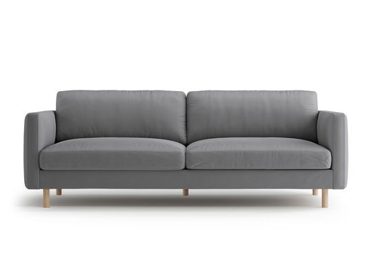 Canapea 4 locuri, Eden, Micadoni, 209x92x90 cm, catifea, gri