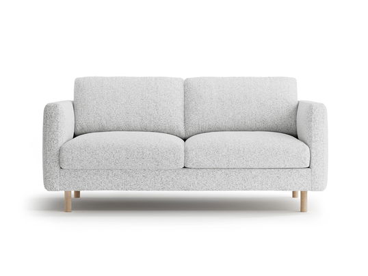 Canapea 2 locuri, Eden, Micadoni, 146x92x90 cm, tesatura structurata, gri deschis melanj