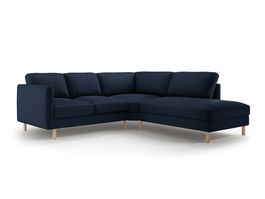Coltar dreapta 4 locuri, Eden, Micadoni, 267x234x90 cm, catifea, albastru inchis