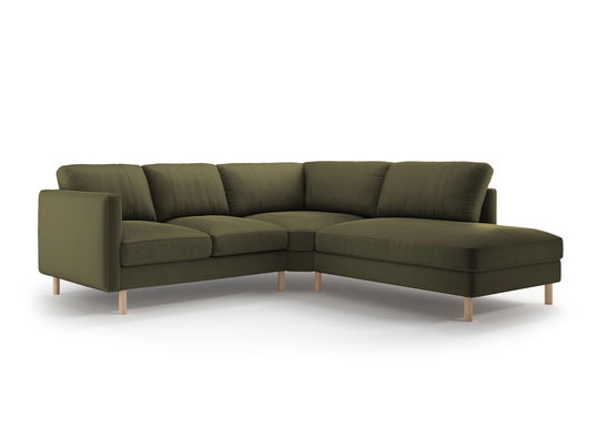 Coltar dreapta 4 locuri, Eden, Micadoni, 267x234x90 cm, catifea, verde muschi melanj