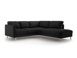 Coltar dreapta 4 locuri, Eden, Micadoni, 267x234x90 cm, catifea, negru
