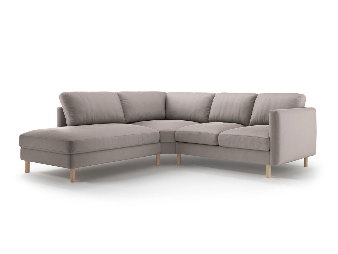 Coltar stanga 4 locuri, Eden, Micadoni, 267x234x90 cm, catifea, gri beton