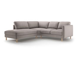 Coltar stanga 4 locuri, Eden, Micadoni, 267x234x90 cm, catifea, gri beton