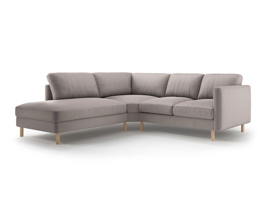 Coltar stanga 4 locuri, Eden, Micadoni, 267x234x90 cm, catifea, gri beton