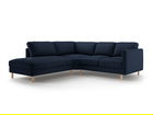 Coltar stanga 4 locuri, Eden, Micadoni, 267x234x90 cm, catifea, albastru inchis