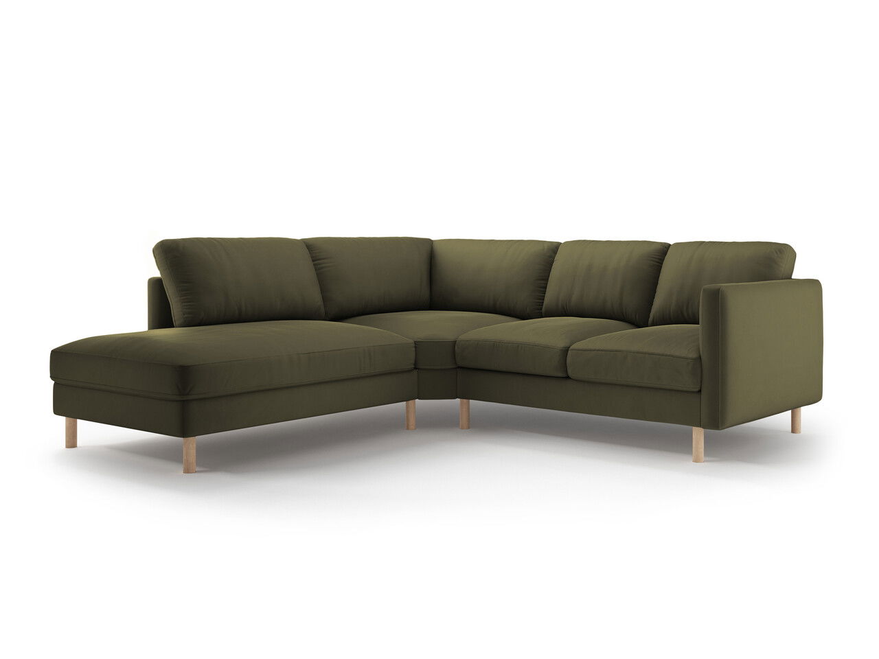Coltar stanga 4 locuri, Eden, Micadoni, 267x234x90 cm, catifea, verde muschi melanj