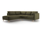 Coltar stanga 4 locuri, Eden, Micadoni, 267x234x90 cm, catifea, verde muschi melanj