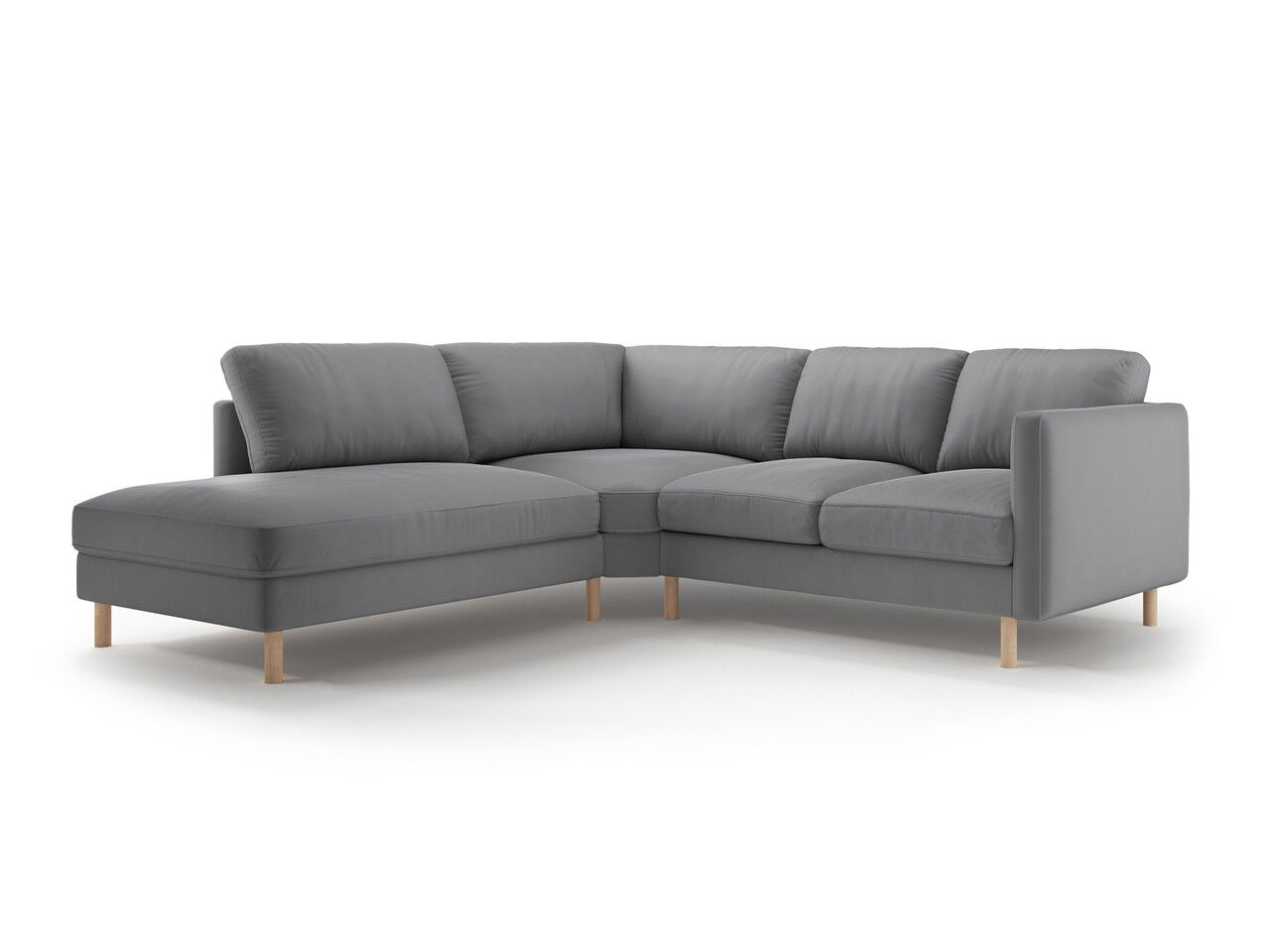 Coltar stanga 4 locuri, Eden, Micadoni, 267x234x90 cm, catifea, gri