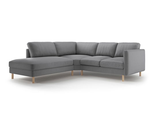 Coltar stanga 4 locuri, Eden, Micadoni, 267x234x90 cm, catifea, gri
