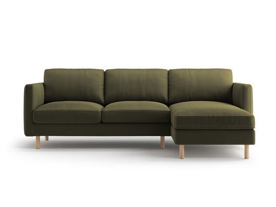 Coltar dreapta 3 locuri, Eden, Micadoni, 250x150x90 cm, catifea, verde muschi melanj