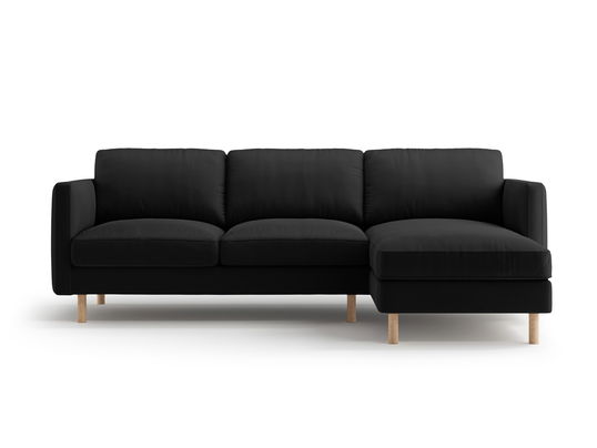 Coltar dreapta 3 locuri, Eden, Micadoni, 250x150x90 cm, catifea, negru