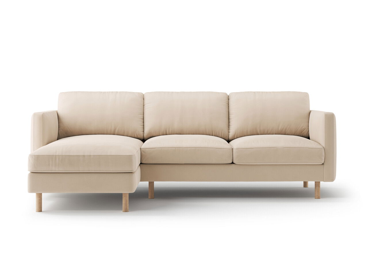 Coltar stanga 3 locuri, Eden, Micadoni, 250x150x90 cm, catifea, bej nude