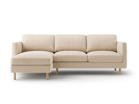 Coltar stanga 3 locuri, Eden, Micadoni, 250x150x90 cm, catifea, bej nude