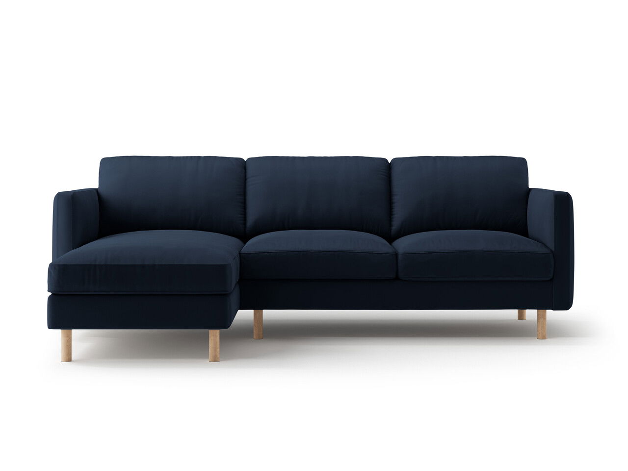 Coltar stanga 3 locuri, Eden, Micadoni, 250x150x90 cm, catifea, albastru inchis