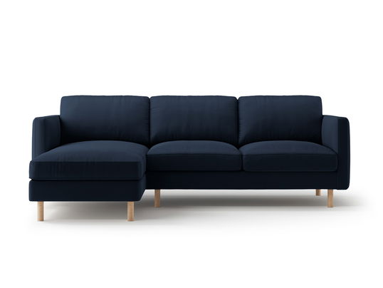 Coltar stanga 3 locuri, Eden, Micadoni, 250x150x90 cm, catifea, albastru inchis
