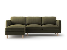 Coltar stanga 3 locuri, Eden, Micadoni, 250x150x90 cm, catifea, verde muschi melanj
