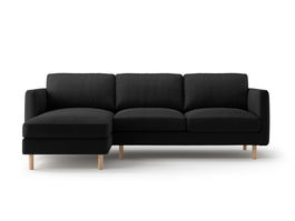 Coltar stanga 3 locuri, Eden, Micadoni, 250x150x90 cm, catifea, negru