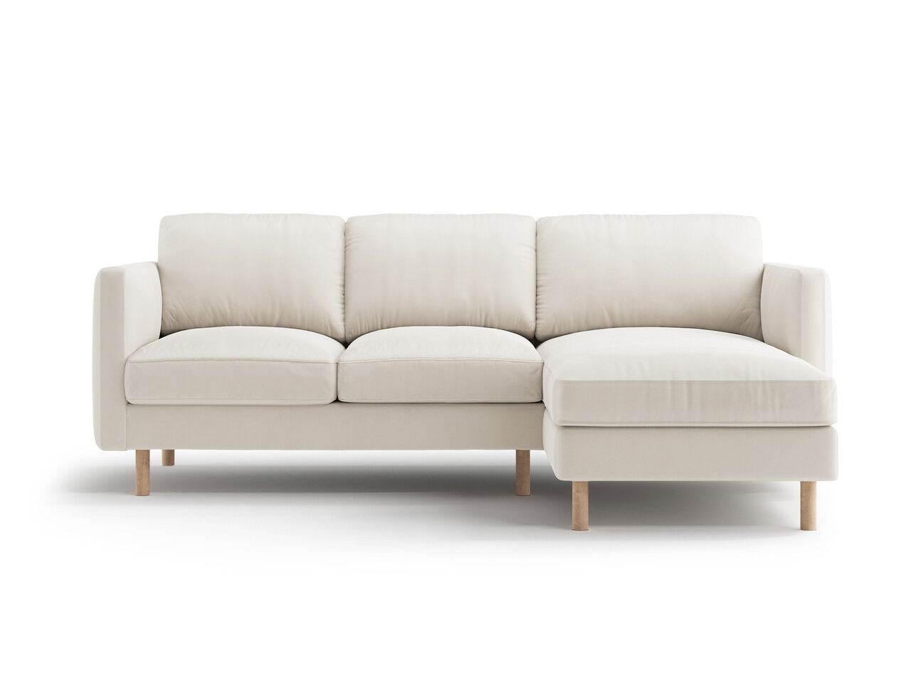 Coltar dreapta 3 locuri, Eden, Micadoni, 223x150x90 cm, catifea, bej