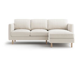 Coltar dreapta 3 locuri, Eden, Micadoni, 223x150x90 cm, catifea, bej