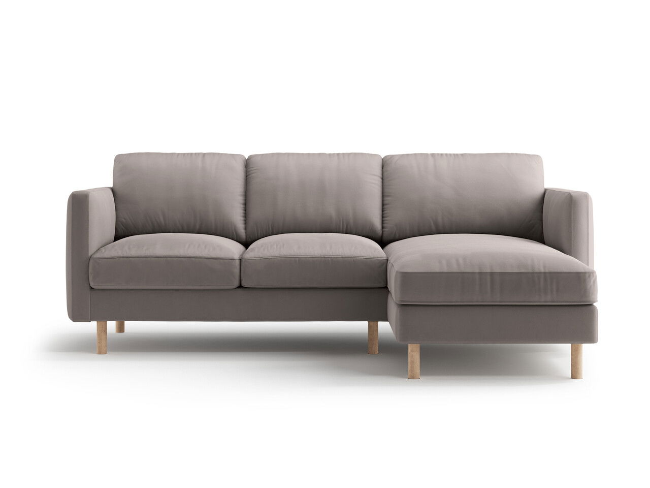 Coltar dreapta 3 locuri, Eden, Micadoni, 223x150x90 cm, catifea, gri beton