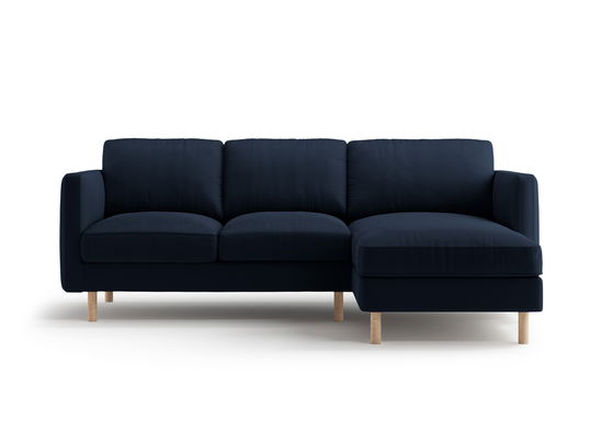 Coltar dreapta 3 locuri, Eden, Micadoni, 223x150x90 cm, catifea, albastru inchis