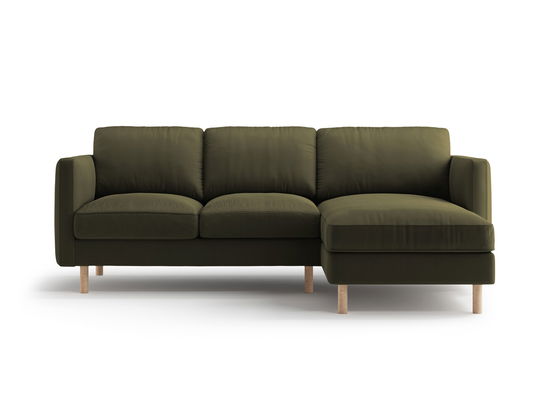Coltar dreapta 3 locuri, Eden, Micadoni, 223x150x90 cm, catifea, verde muschi melanj