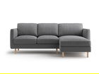 Coltar dreapta 3 locuri, Eden, Micadoni, 223x150x90 cm, catifea, gri
