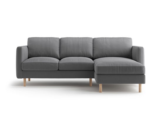 Coltar dreapta 3 locuri, Eden, Micadoni, 223x150x90 cm, catifea, gri