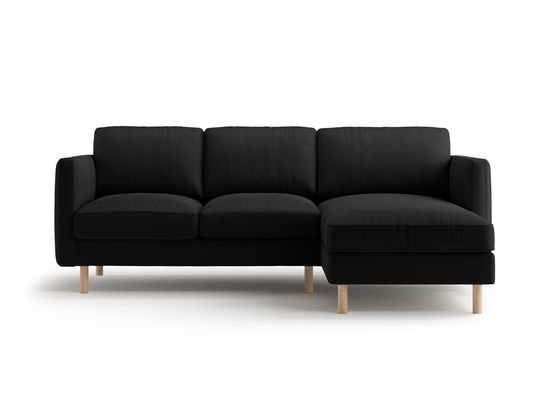 Coltar dreapta 3 locuri, Eden, Micadoni, 223x150x90 cm, catifea, negru