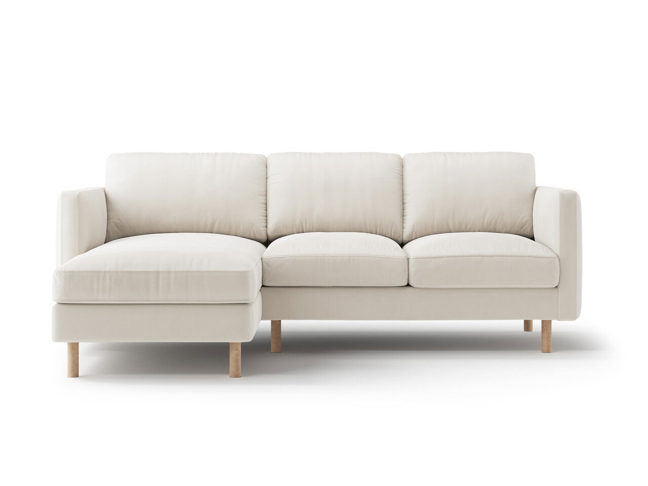 Coltar stanga 3 locuri, Eden, Micadoni, 223x150x90 cm, catifea, bej