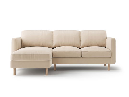 Coltar stanga 3 locuri, Eden, Micadoni, 223x150x90 cm, catifea, bej nude
