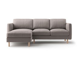 Coltar stanga 3 locuri, Eden, Micadoni, 223x150x90 cm, catifea, gri beton