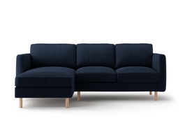 Coltar stanga 3 locuri, Eden, Micadoni, 223x150x90 cm, catifea, albastru inchis