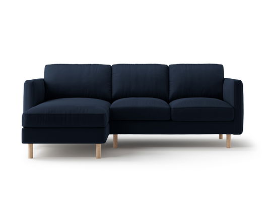 Coltar stanga 3 locuri, Eden, Micadoni, 223x150x90 cm, catifea, albastru inchis