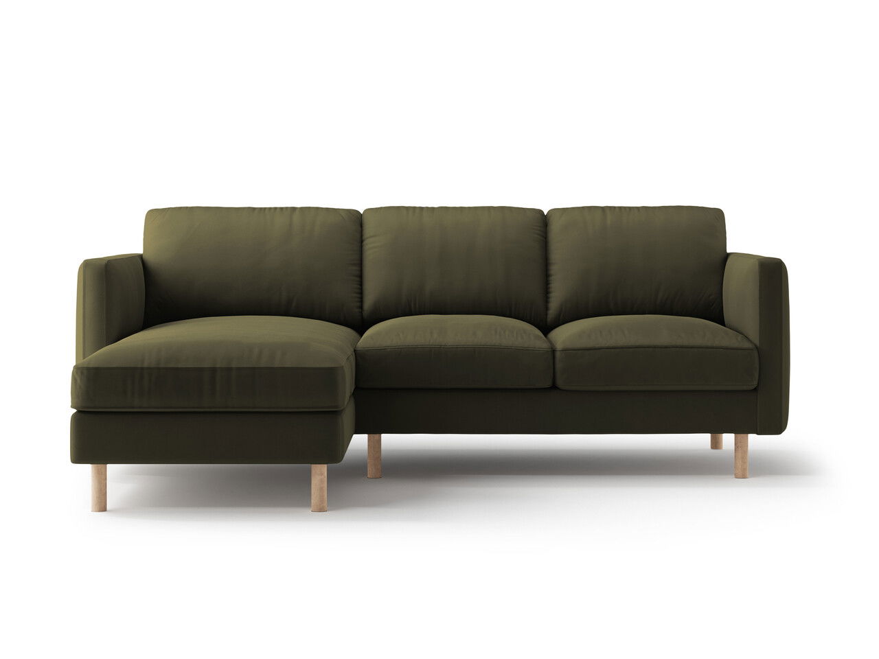 Coltar stanga 3 locuri, Eden, Micadoni, 223x150x90 cm, catifea, verde muschi melanj