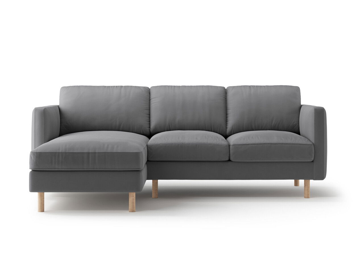 Coltar stanga 3 locuri, Eden, Micadoni, 223x150x90 cm, catifea, gri