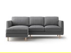 Coltar stanga 3 locuri, Eden, Micadoni, 223x150x90 cm, catifea, gri