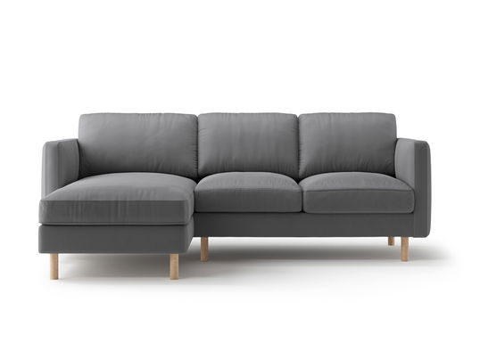 Coltar stanga 3 locuri, Eden, Micadoni, 223x150x90 cm, catifea, gri