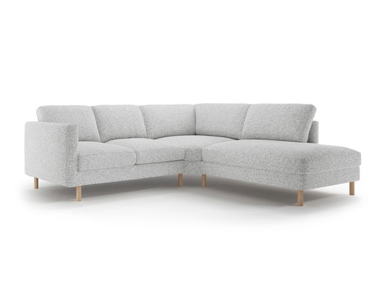 Coltar dreapta 4 locuri, Eden, Micadoni, 267x234x90 cm, tesatura structurata, gri deschis melanj