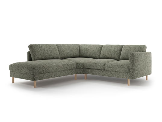 Coltar stanga 4 locuri, Eden, Micadoni, 267x234x90 cm, tesatura structurata, verde muschi melanj