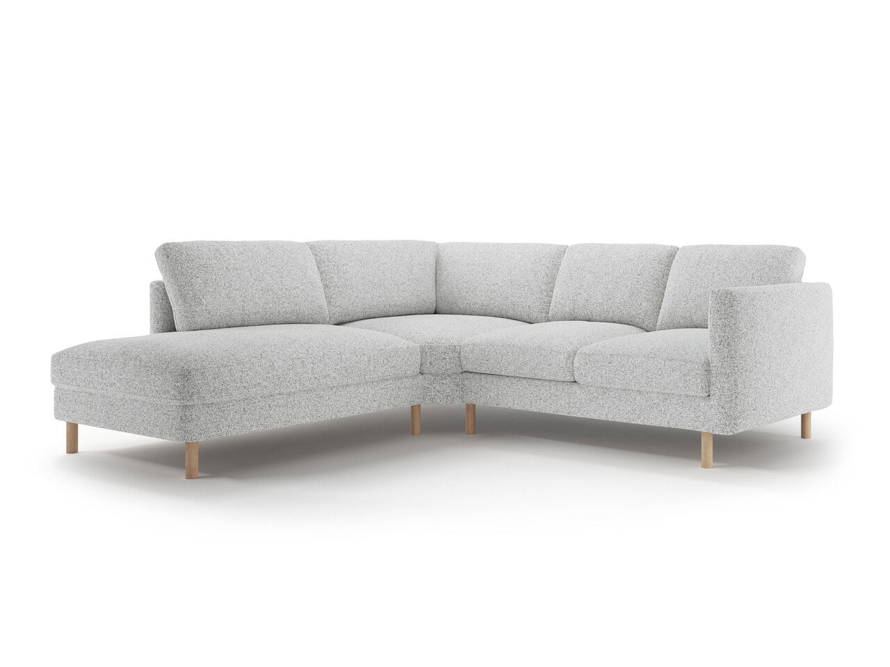 Coltar stanga 4 locuri, Eden, Micadoni, 267x234x90 cm, tesatura structurata, gri deschis melanj
