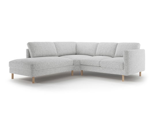 Coltar stanga 4 locuri, Eden, Micadoni, 267x234x90 cm, tesatura structurata, gri deschis melanj