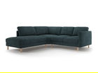 Coltar stanga 4 locuri, Eden, Micadoni, 267x234x90 cm, tesatura structurata, verde albastrui melanj