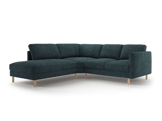 Coltar stanga 4 locuri, Eden, Micadoni, 267x234x90 cm, tesatura structurata, verde albastrui melanj