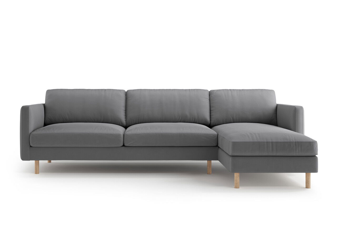 Coltar dreapta 4 locuri, Eden, Micadoni, 286x150x90 cm, catifea, gri