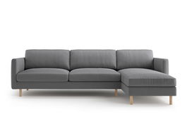 Coltar dreapta 4 locuri, Eden, Micadoni, 286x150x90 cm, catifea, gri